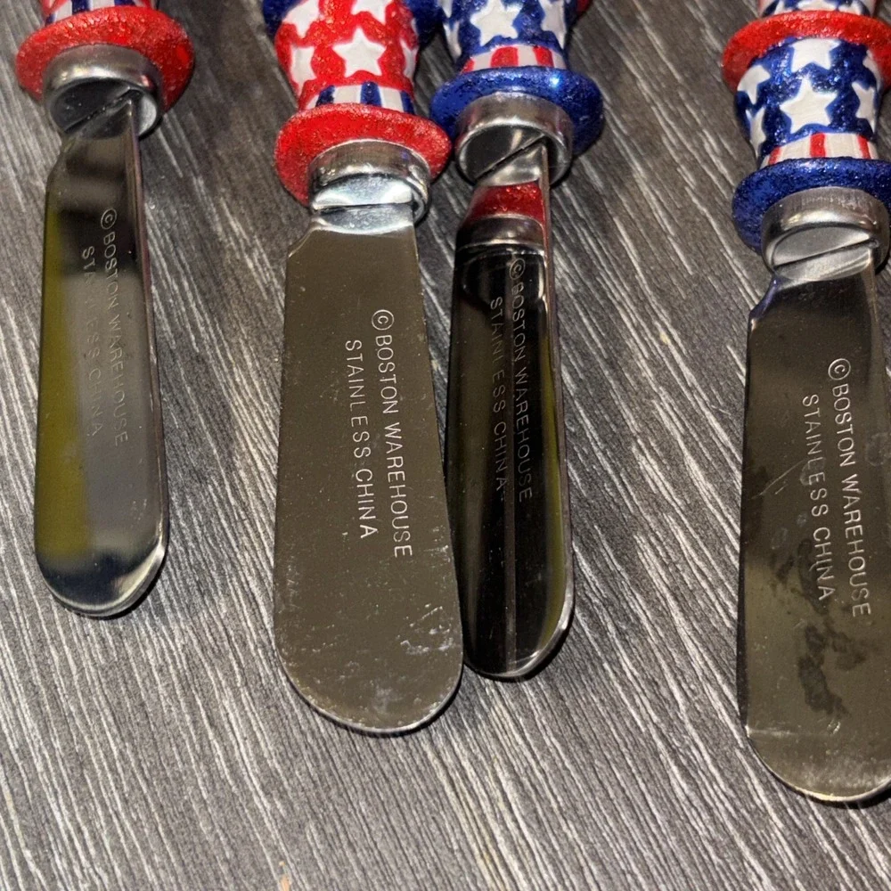 Vintage BOSTON WAREHOUSE Uncle Sam‎ 4th Of July Cheese Spreaders Set Of 4